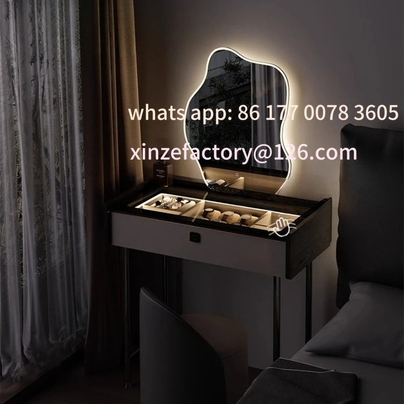 

Customizable Dresser Light Luxury With Lock Makeup Table Vanity DresMakeup Desk Vanities Dressers Italian Minimalist Solid Wood