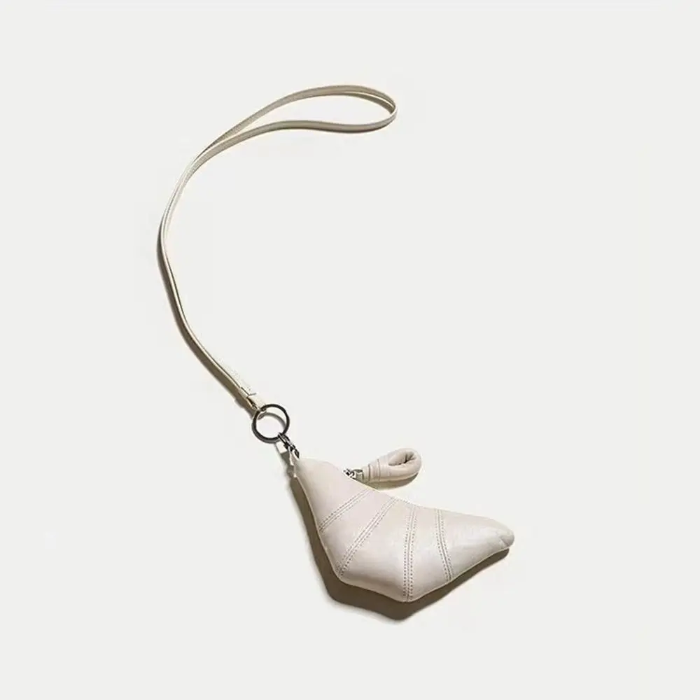 

Portable PU Leather PU Croissant Bag Lipstick Earphone Bag Silver Hanging Neck Coin Purse Solid Color Wallet Girls/Female