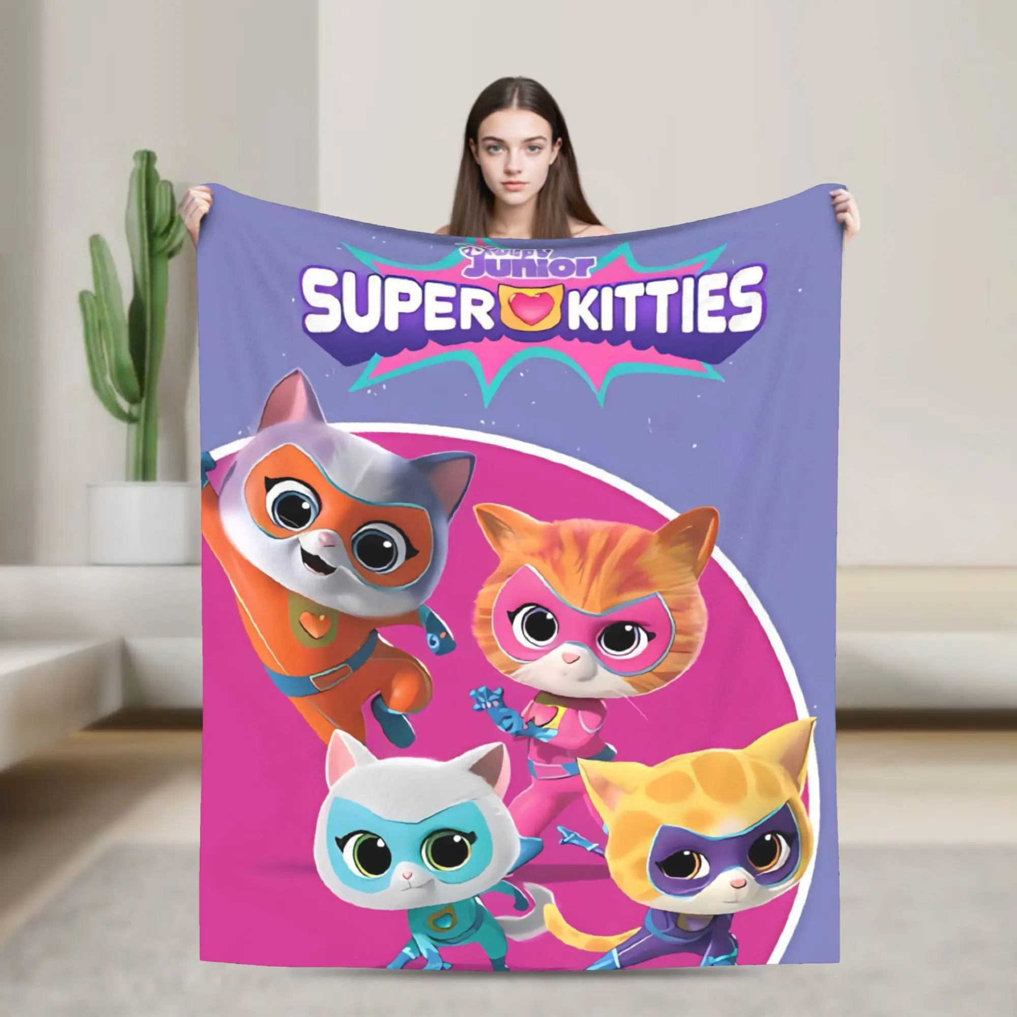 

SuperKitties Cartoon TV Shows Blanket Cozy Soft Throw Blankets for Bed 50x60 Inch Multiple Sizes Quilt
