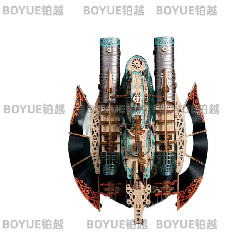 Handmade Wooden 3D Puzzle Cat Fantasy Spaceship Under Sea Model DIY Assembly Kit Creative Gift for Boys Educational Toy