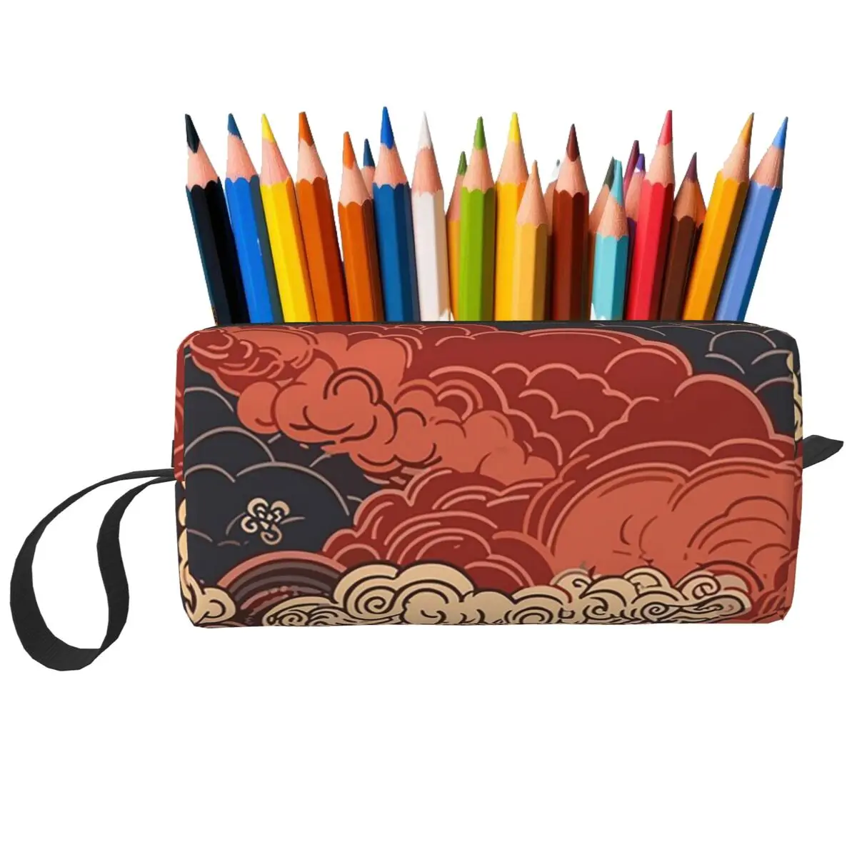 Japanese Cloud Pattern Pencil Case for Students School Pen Box Pencil Bag Stationery Supplies Travel Women Organizer Pouch