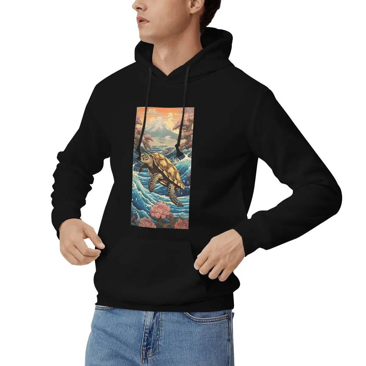 Elephant Eagle Turtle Octopus Ukiyo-e Hoodies Men's Women Casual Pullover Sweatshirts Long Sleeve Streetwear Autumn Winter
