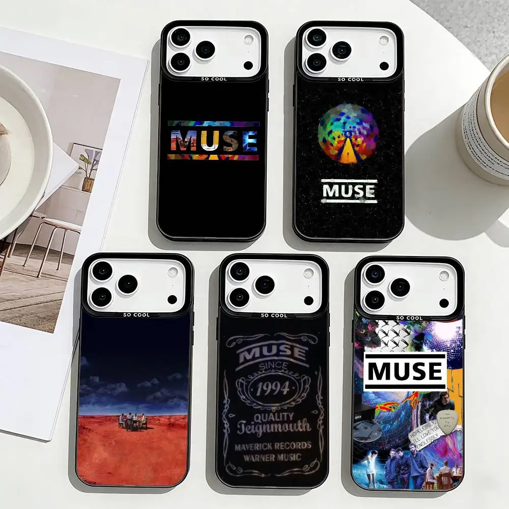 

M-Muse Phone Case For iPhone17,16,15,14,13,12,Pro Max Black Colored Silver Plated Inside Cover