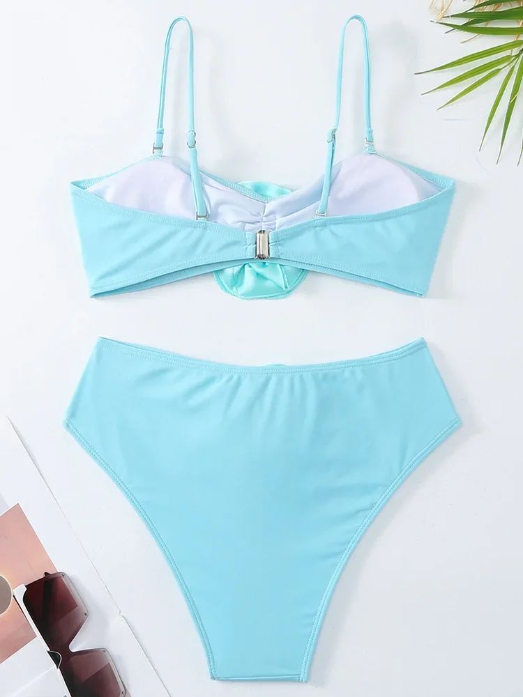 Sexy High Waist Floral Bikinis 2 Piece Set Women Split Swimsuit Beach Triangle Pants Bikini 2026 New Summer Swimwear Bikinis Set