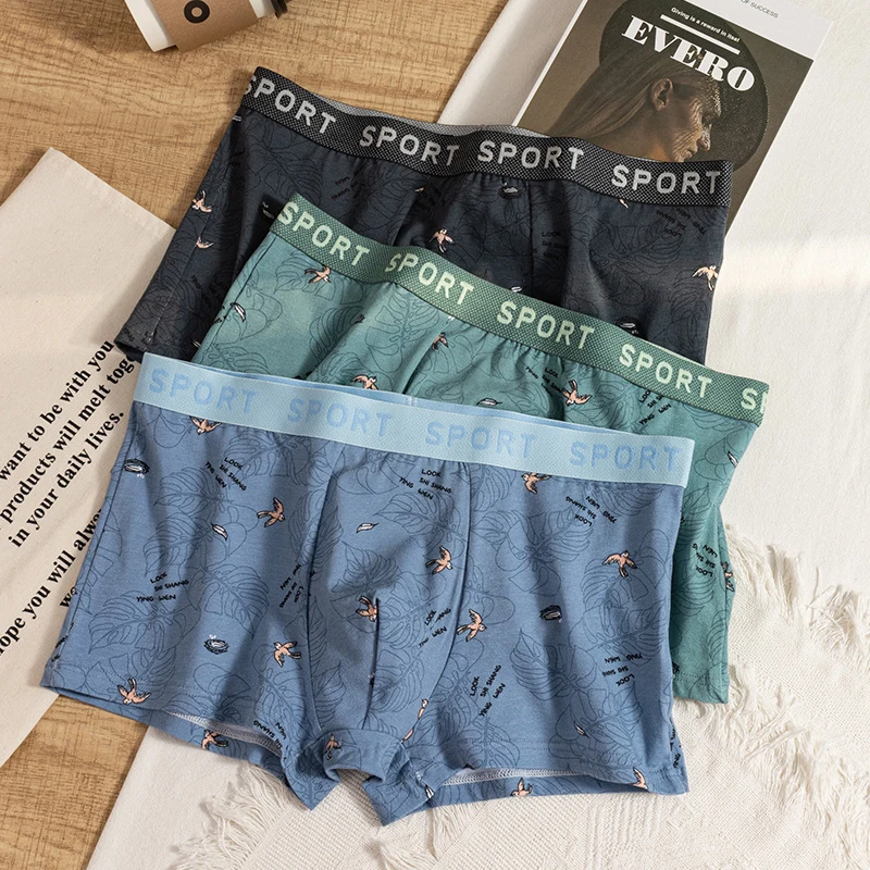 3PCS Men's Underwear: New Cotton Comfortable Straight-Leg Pants, Mid-Waist Men's Underwear