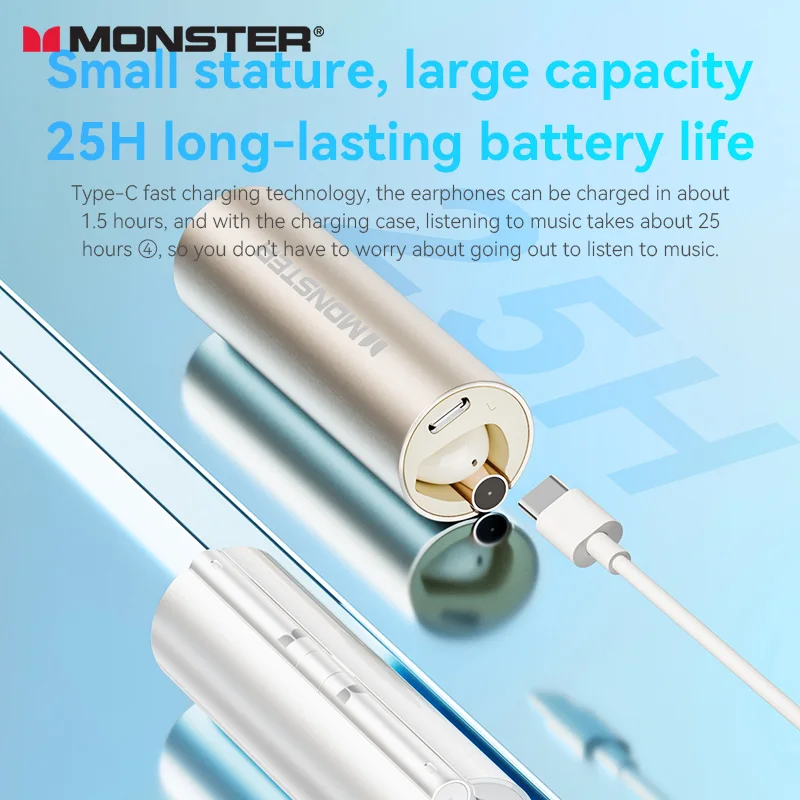 سماعات مونستر TWS اللاسلكية سماعات بلوتوث مع ميكروفون داخل الأذن سماعات أذن رياضية مقاومة للماء بدون ضوضاء سماعة رأس عالية الجودة