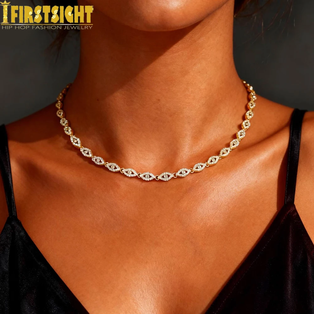 2026 جديد مايكرو معبد تشيكوسلوفاكيا قطع عين الشر سلسلة سحرية قلادة للنساء الذهب اللون محظوظ عيون التركية المختنق مجوهرات #6