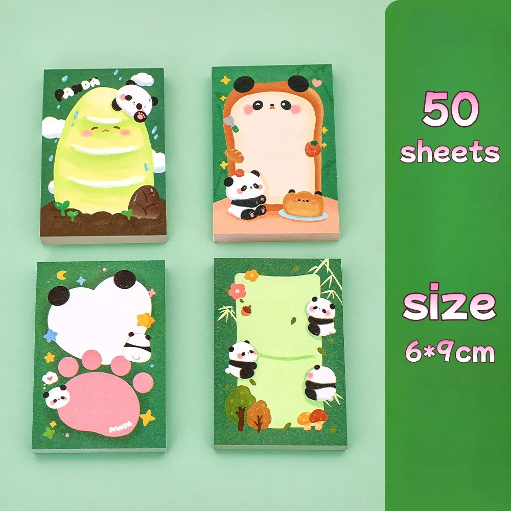 50/200 ورقة ملاحظات ذاتية اللصق لطلاب المدارس أدوات مكتبية مستلزمات التعلم لوحات مذكرة ورق الباندا اللطيف #3