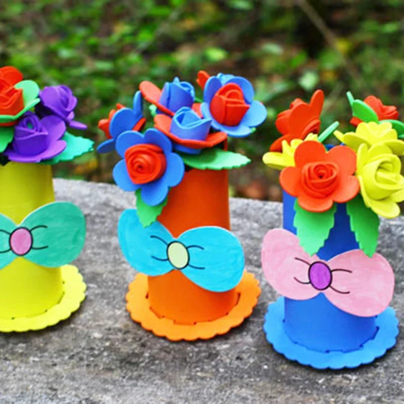 

1 шт. случайный детский DIY 3D цветочный горшок из пены EVA, украшение дома, головоломка, игрушка в подарок, детские наборы для рукоделия, развивающие игрушки-головоломки