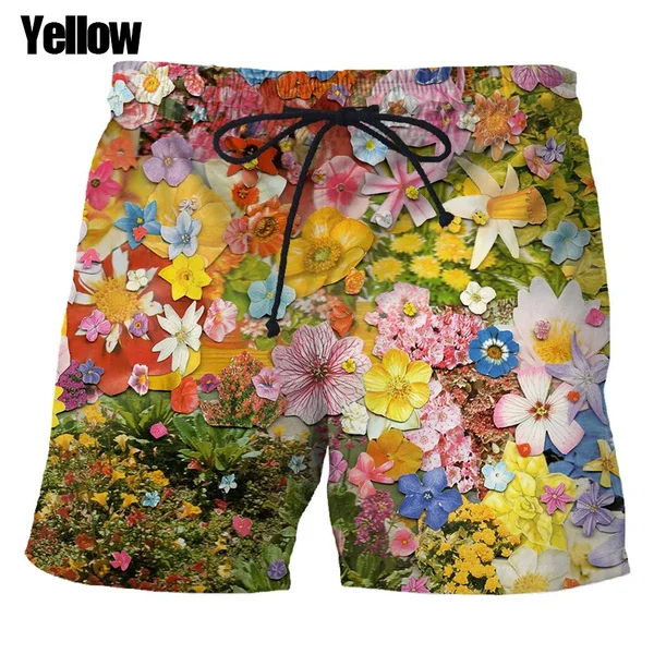 Verão 3d impresso homem/mulher flores impresso shorts rua moda tendência legal harajuku praia shorts