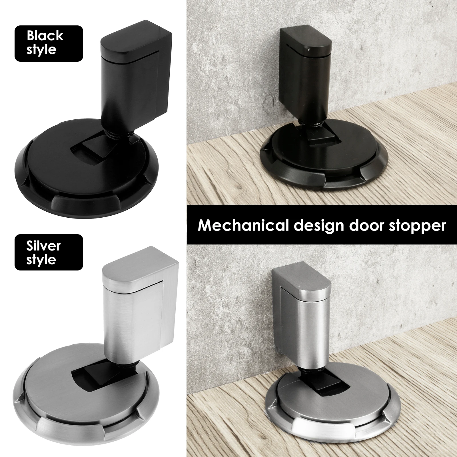 

Mechanical Floor Door Stopper Zinc Alloy Indoor Windproof Door Stop Adjustable Height Door Holder No Drill Door Stop No Magnetic