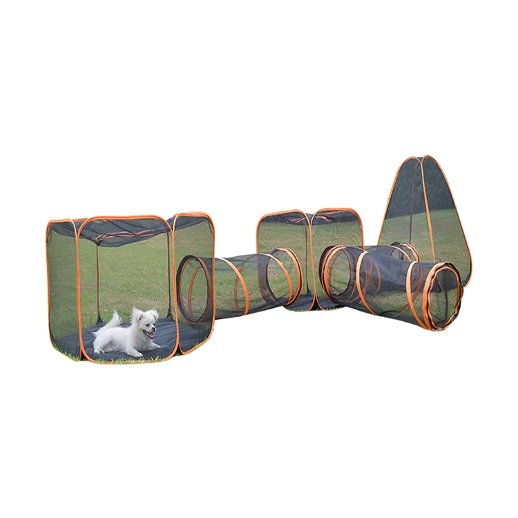 

Foldable Cat Tent Easy To Assemble Splicing Tunnel 6 In 1 Combination Portable Outdoor Dog Cage Pet Play Tunnel