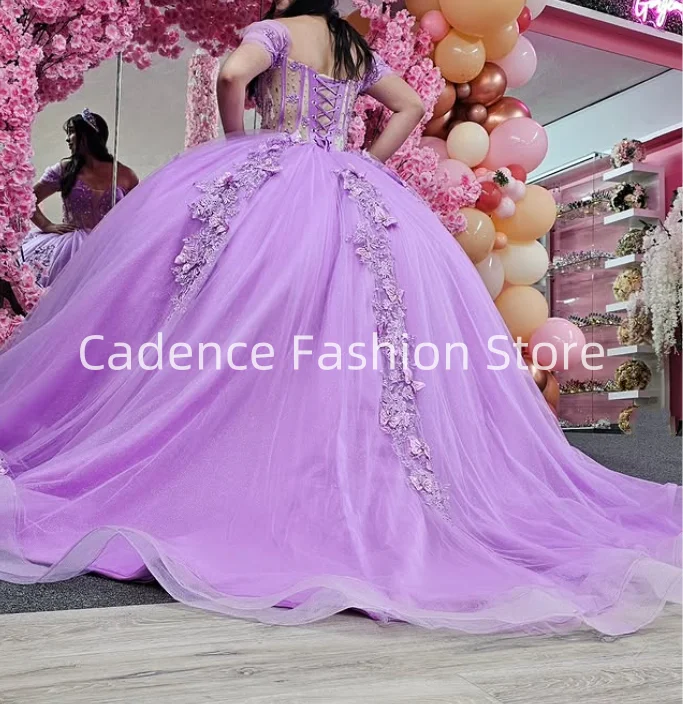 فستان مخصص للأميرة أرجواني أرجواني أرجواني بدون حمالات برباط للحفلات الراقصة فستان Quinceanera 15 16 مزين بالخرز الرسمي 2025