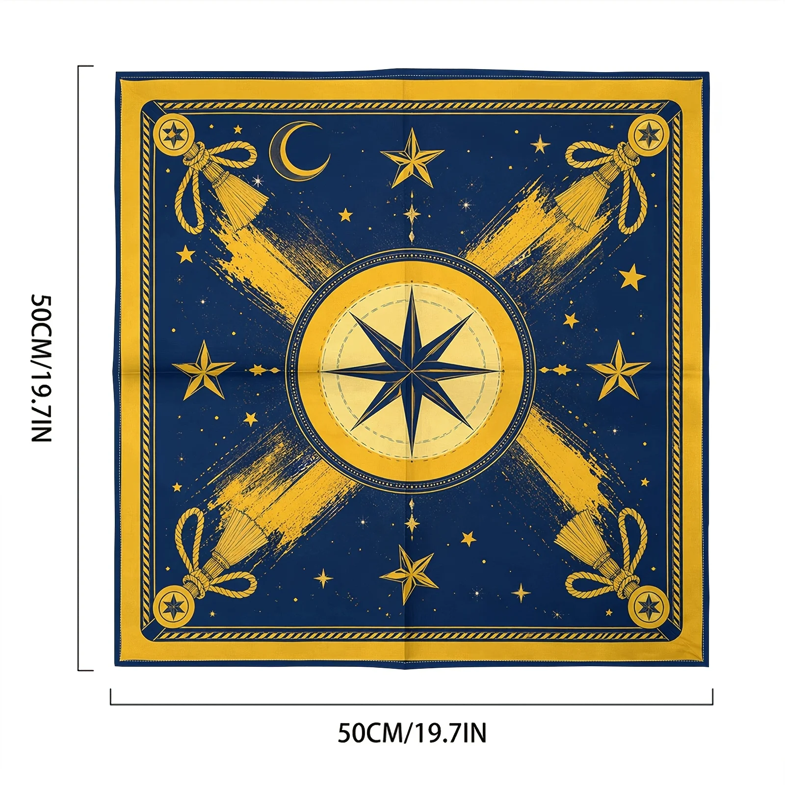 Celestial Compass Constellation Table Runner Dark Blue Starry Night Astrology Decor Boho Tapestry Cloth