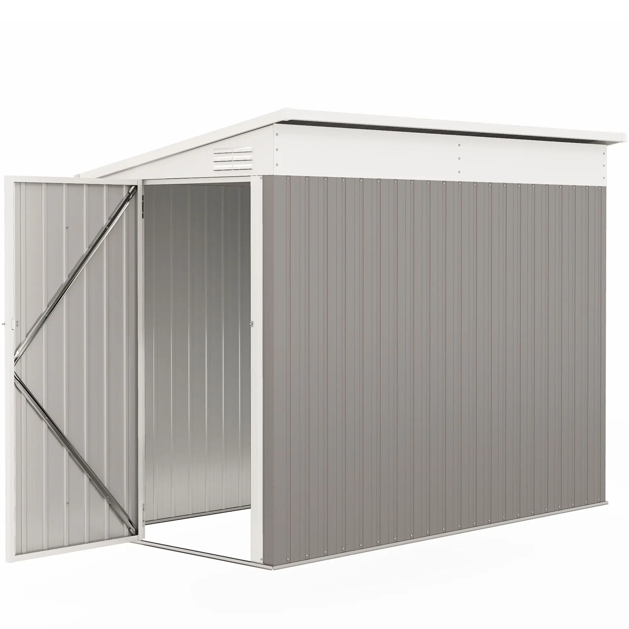 

Outsunny 4' x 7.7' Lean to Garden Storage Shed, Outdoor Metal Tool House with Lockable Door Vents for Backyard Patio Lawn