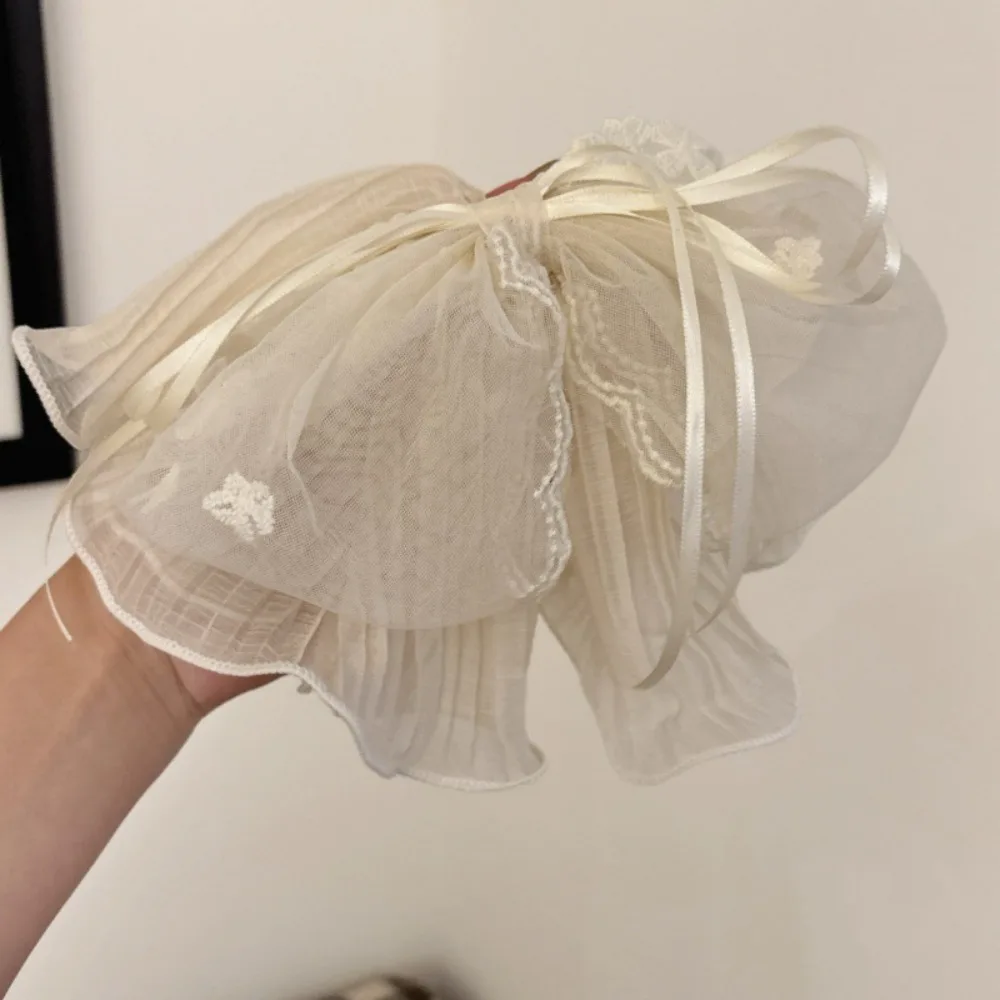 Grab Clip Bow Ribbon Hair Claw Polka Dot Butterfly Chiffon Bowknot Hair Clip Headwear Ponytail Clip Flower Hairpin Girls