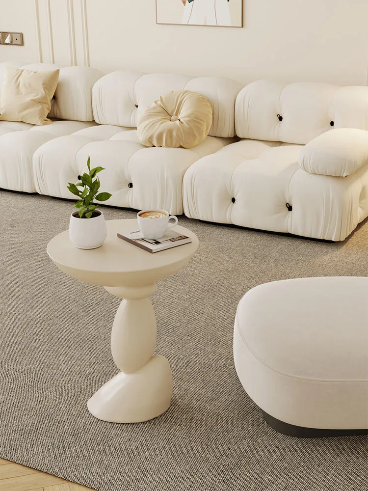 Cream Style Coffee Table,Fiberglass Black Luxury Living Room,Sofa Side,Round Coffee Table Design,Balcony,Small Table Furniture