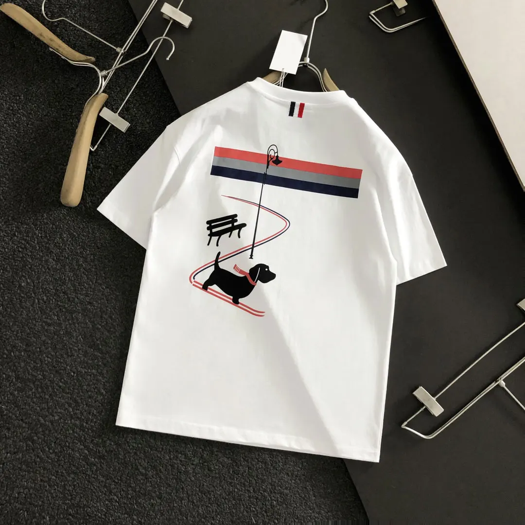 

New Summer Skating Dog TB Short Sleeve T-shirt Men's and Women's Casual Round Neck Pure Cotton Half Sleeve Shirt