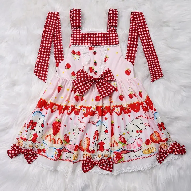 

Full lolita original genuine strap Lolita daily sweet and cute foreign look thin vestido feminino evening dresses