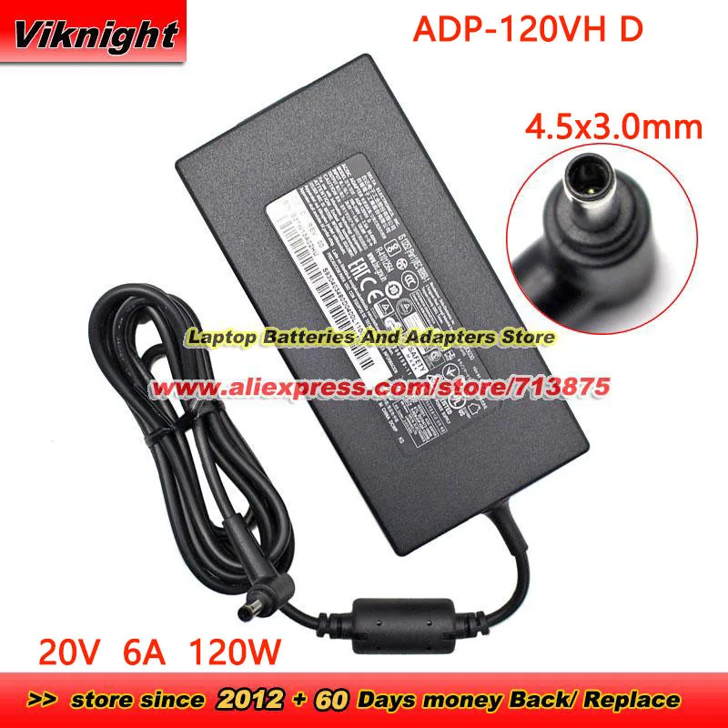 

Адаптер переменного тока ADP-120VH D 20V 6A 120W для GF63 THIN 10SC-073MY 10SC-017XES 10SC-222 AX201NGW, блок питания 4.5x3.0мм