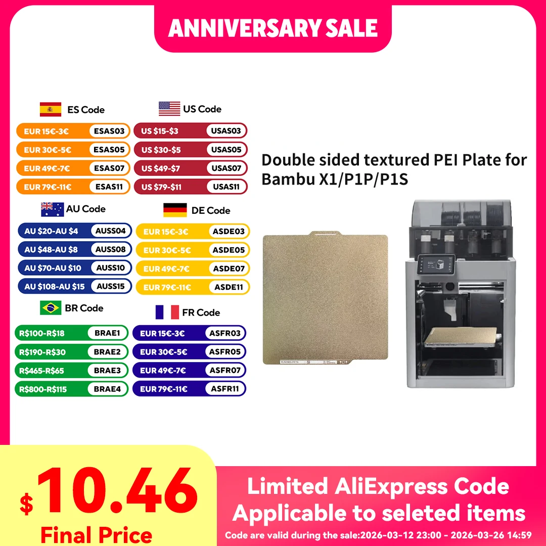 

For Bambu Lab X1 P1P P1S Build Plate PEI Bed Texture Double Sided Spring Steel For Lab P1 3D Printer