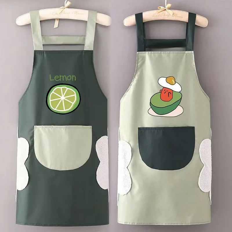 Waterproof Oilproof Household Kitchen Apron Womens Fashion Korean Version Adult Cooking Work Dirt Resistant Work Clothes