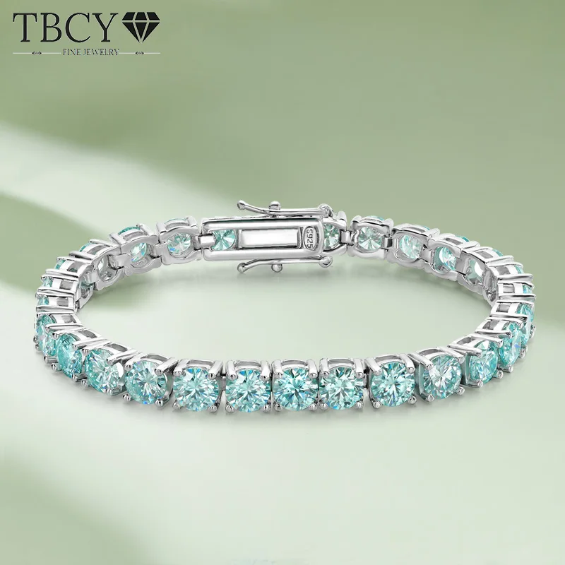 TBCYD 100% Real Blue Moissanite Tennis Bracelet For Women Men GRA Certified Original S925 Silver Lab Diamond Hand Chain Jewelry