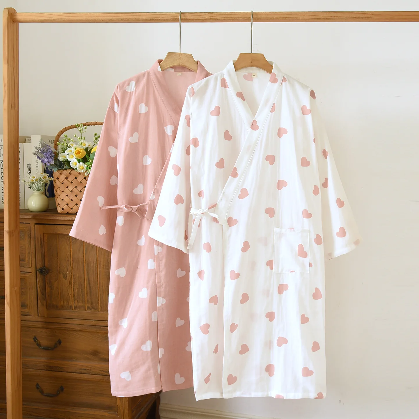 

Cotton Print Robe Women's Pajamas Spring Autumn Bathrobe Female Winter Morning Loose Home Wear Sleep Dress