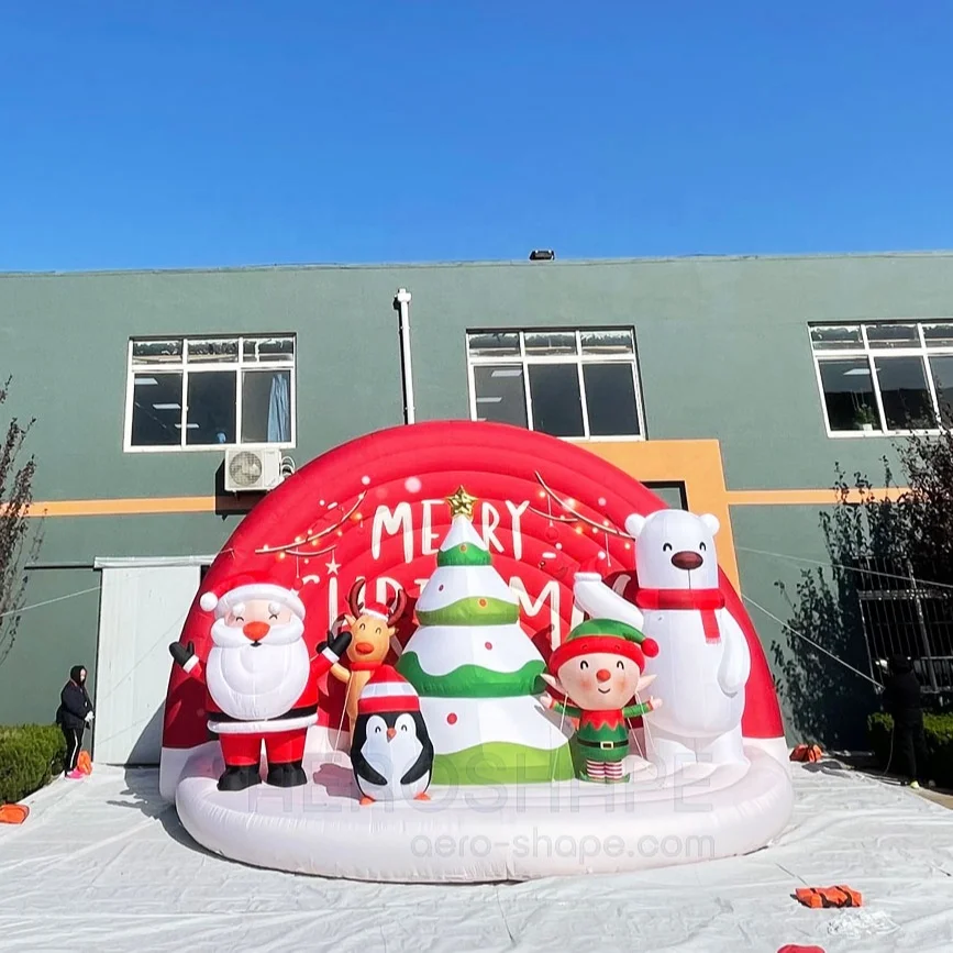 

Hot Sale Customized Inflatable Christmas Decoration Outdoor Giant Inflatable Santa Claus with Reindeer Wall