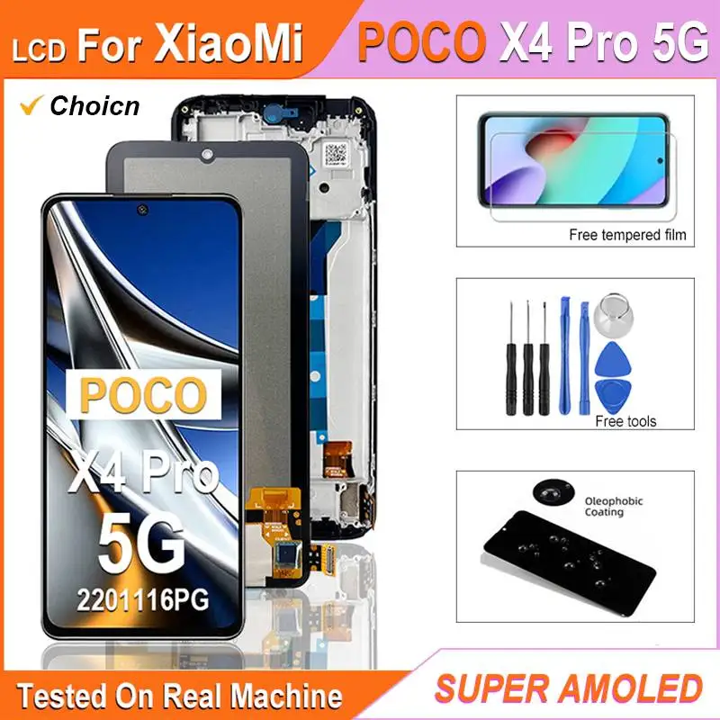 6.67\'\' Super AMOLED LCD For Xiaomi Poco X4 Pro 5G LCD Touch Screen Digitizer Assembly For Poco X4 Pro 5G LCD 2201116PG Display