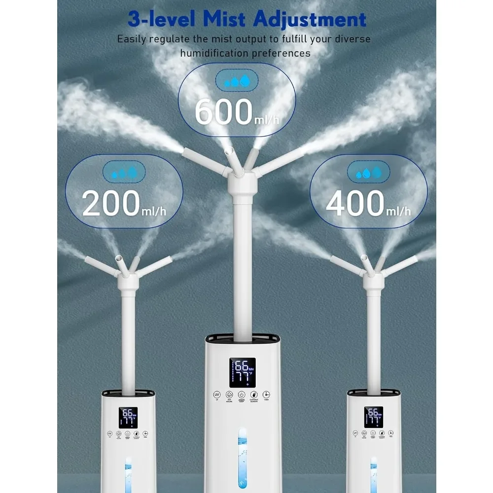 Torenluchtbevochtiger, 600 Ml/h Koele Mist, 15l En 2000 Sq. Ft, Etherische Oliebak, Bovenste Vulvloer, Broeikasmagazijn Luchtbevochtigers