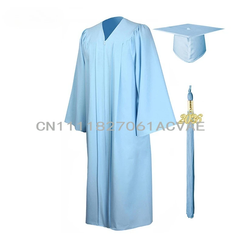 

2026 Unisex Graduation Gown Hat Tassel Set Soft Matte for High School Bachelor Ceremony Comfortable Academic Essential