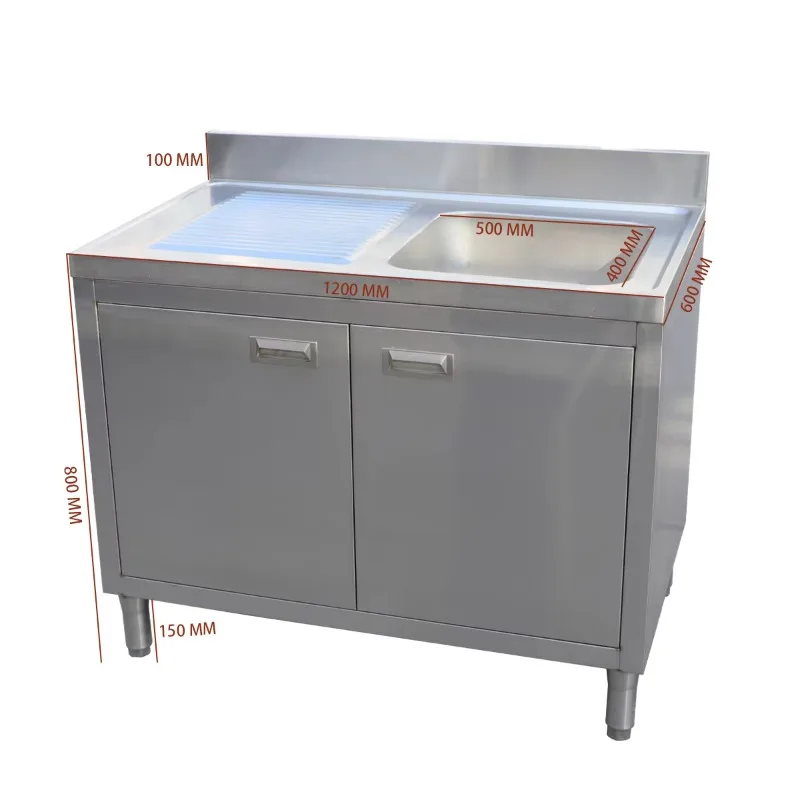 

Handmade Commercial Stainless Steel Kitchen Sink Cabinets Double Bowl Free Standing Wash Basins for Home Restaurant Use Faucet