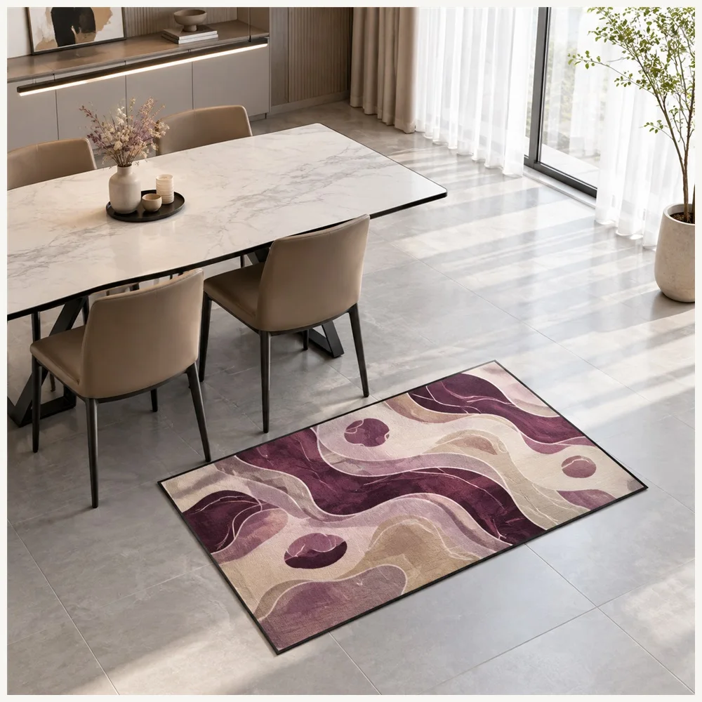 VIKAMA Abstract Aerial Terrain Door Mat, Modern Non Slip Flannel Rug, Gallery Style Floor Mat for Pantry, Cloakroom, Hallway