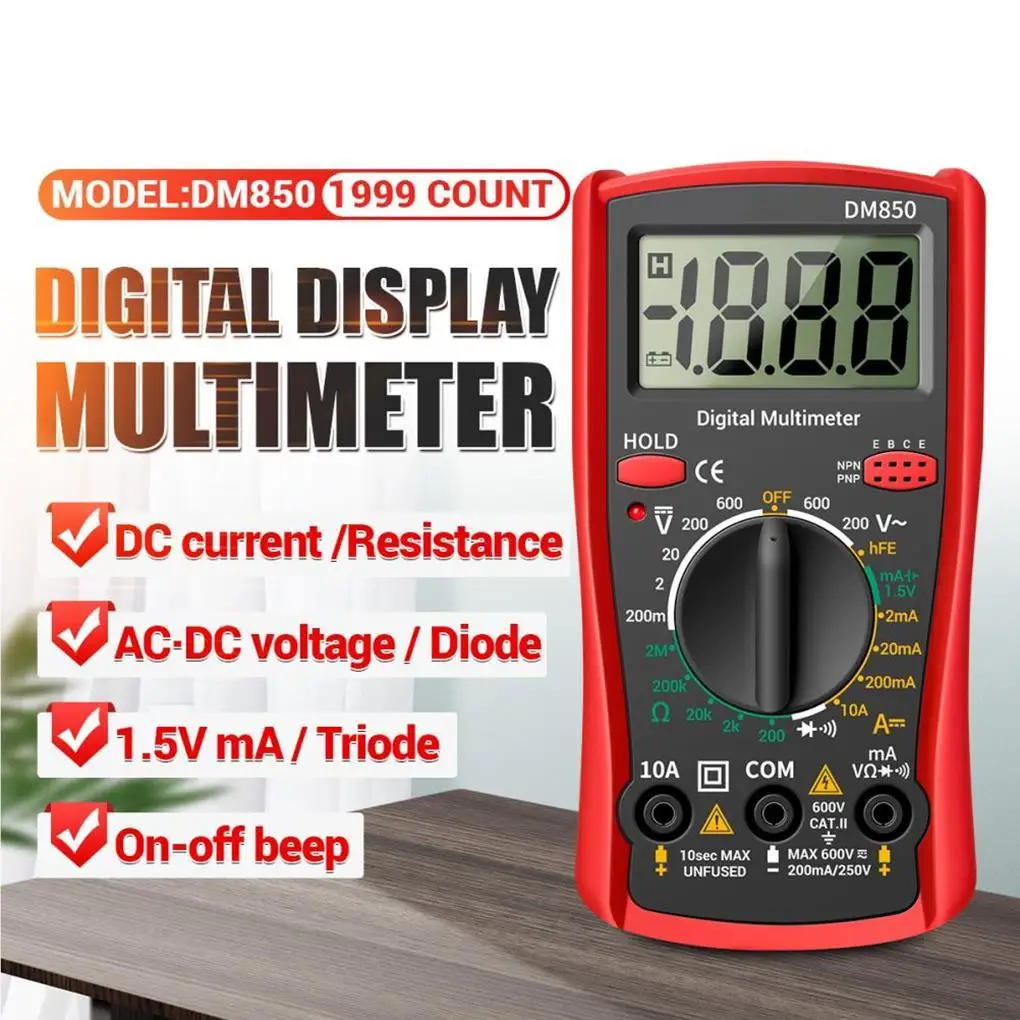 DM850 Digital Multimeter Automatic Professional 1999 Counts Auto AC/DC Votage Tester Ohm Current Ammeter Detector Tool