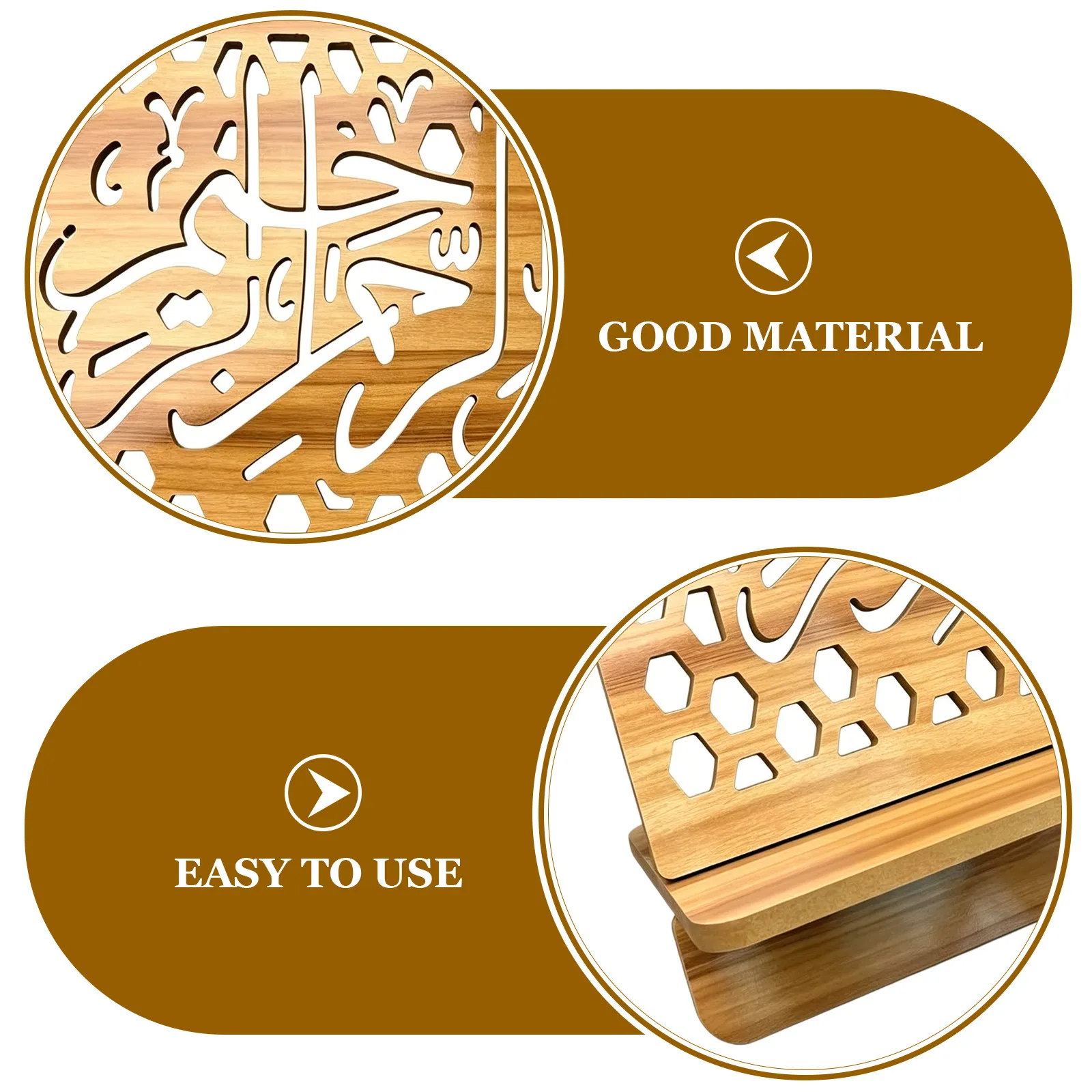 Wooden Religious Book Stand Carved Bible Quran Holder Stable Display Reading Rack Home Prayer Decorative Shelf