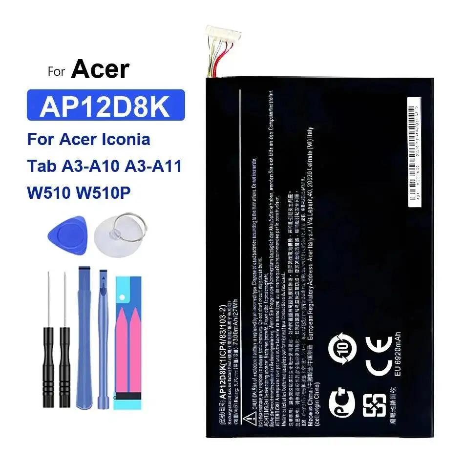 

AP12D8K для Acer Iconia Tab A3-A10 A3-A11 W510 W510P 7300 мАч долговечный аккумулятор для планшета большой емкости