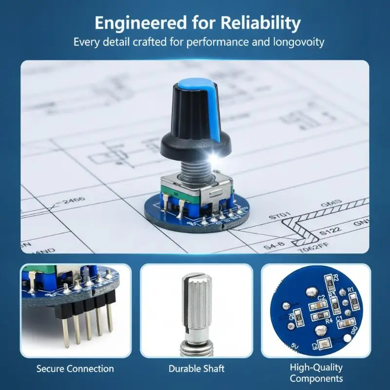 1PCS Rotary Encoder Module Brick Sensor Development Round Audio Rotating Potentiometer Knob Cap EC11