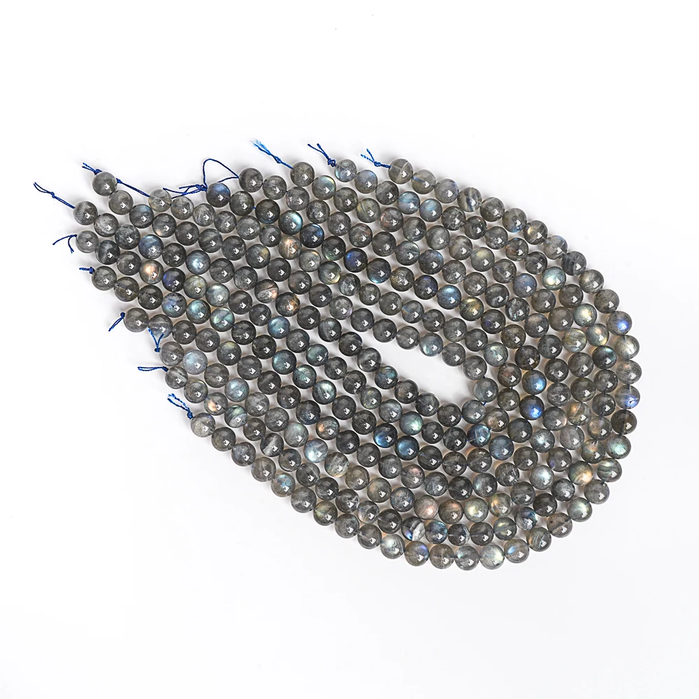 9/10MM Natural Labradorite Round Smooth Loose Gemstone Beads Dark Gray Beaded Bracelets For Jewelry Making Bracelet Necklace DIY