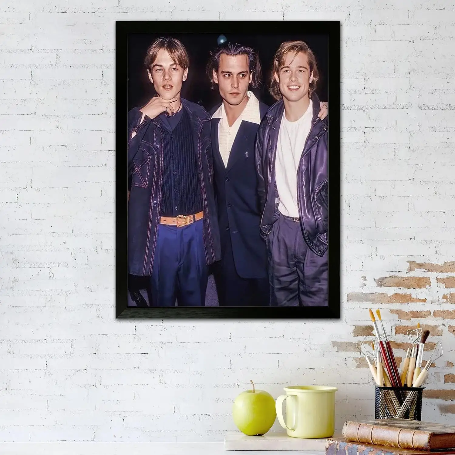 brad pitt leonardo dicaprio johnny depp Canvas Art Poster Modern Family, Bedroom Decor, Posters,Decorative painting