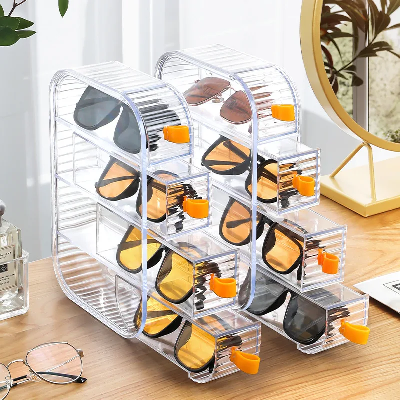 

4 Grids Drawer Eye Glass Organizer Sunglass Storage Case Stackable Jewelry Display Stand Cosmetic Storage Box Watch Storage Rack