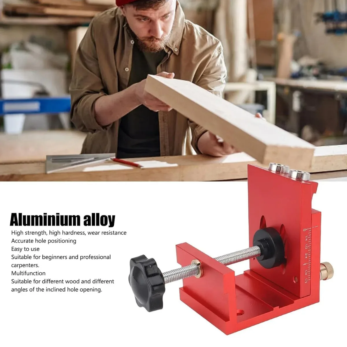 Woodworking Oblique Hole Drilling Locator Aluminum Alloy Mortise Position Precision Auxiliary Tool for Cabinet Door Installation