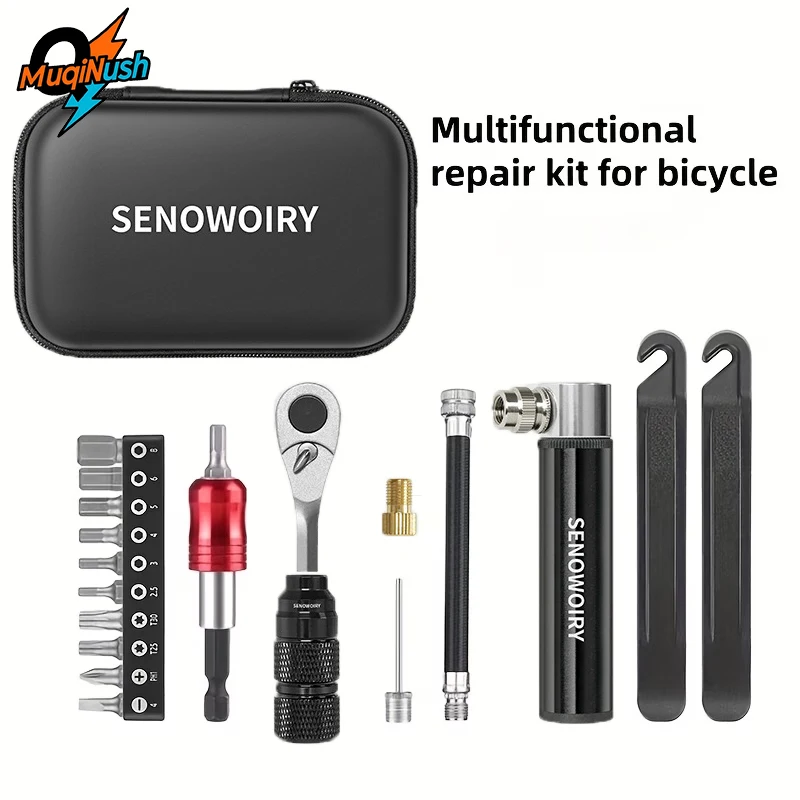 

MuqiNush Portable Toolkit Multifunctional Repair Tool Bag Ratchet Wrench Kit Tire Lever Mini Pump Tools Set Bike Accessories
