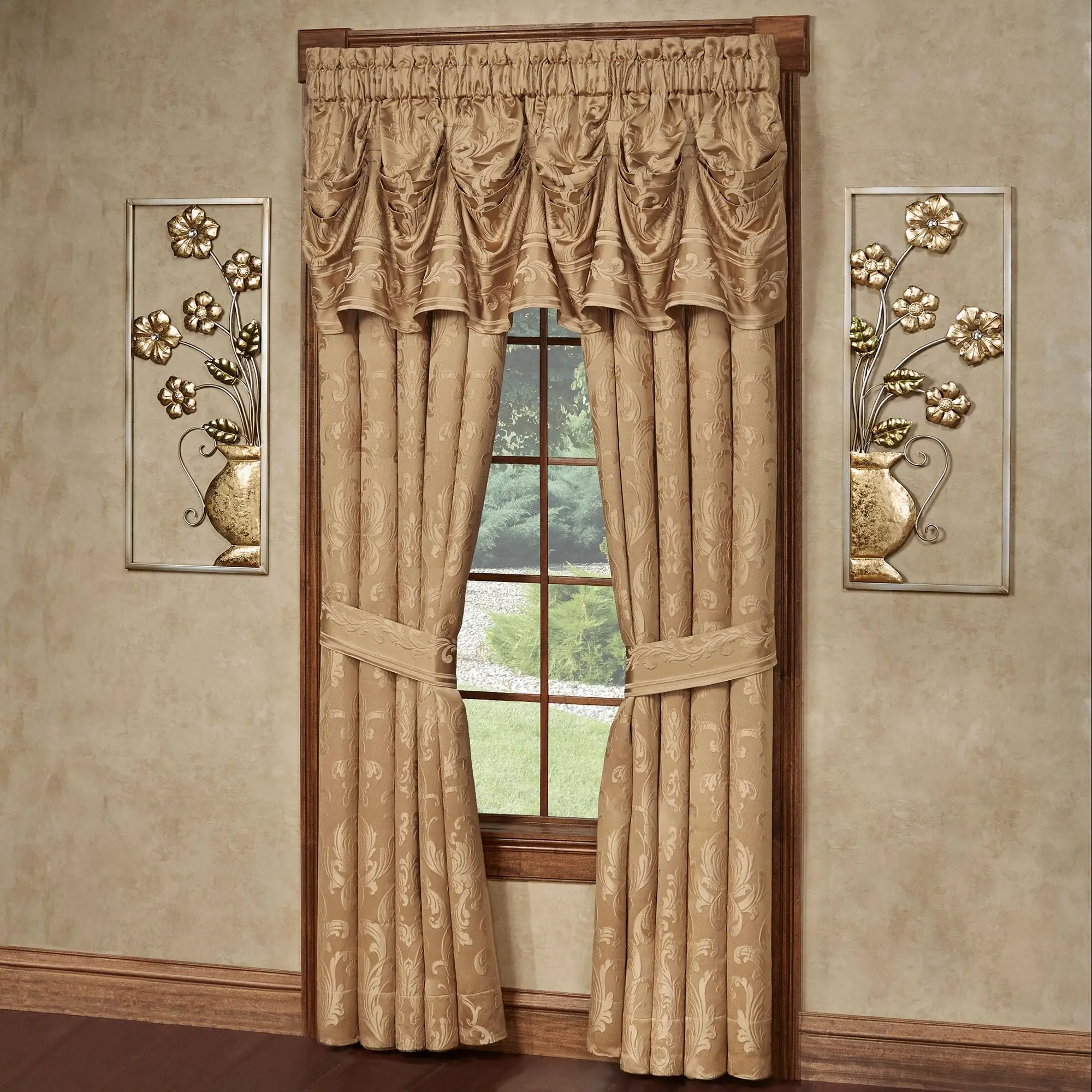 Monaco Classic Luxury Window Tuck Valance & 95L Curtains Set