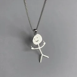 Fashion Hip Hop Fxck You Doodle Pendant Necklace for Man Woman Stickman Middle Finger Rock Punk Teen Necklace Party Gift Jewelry