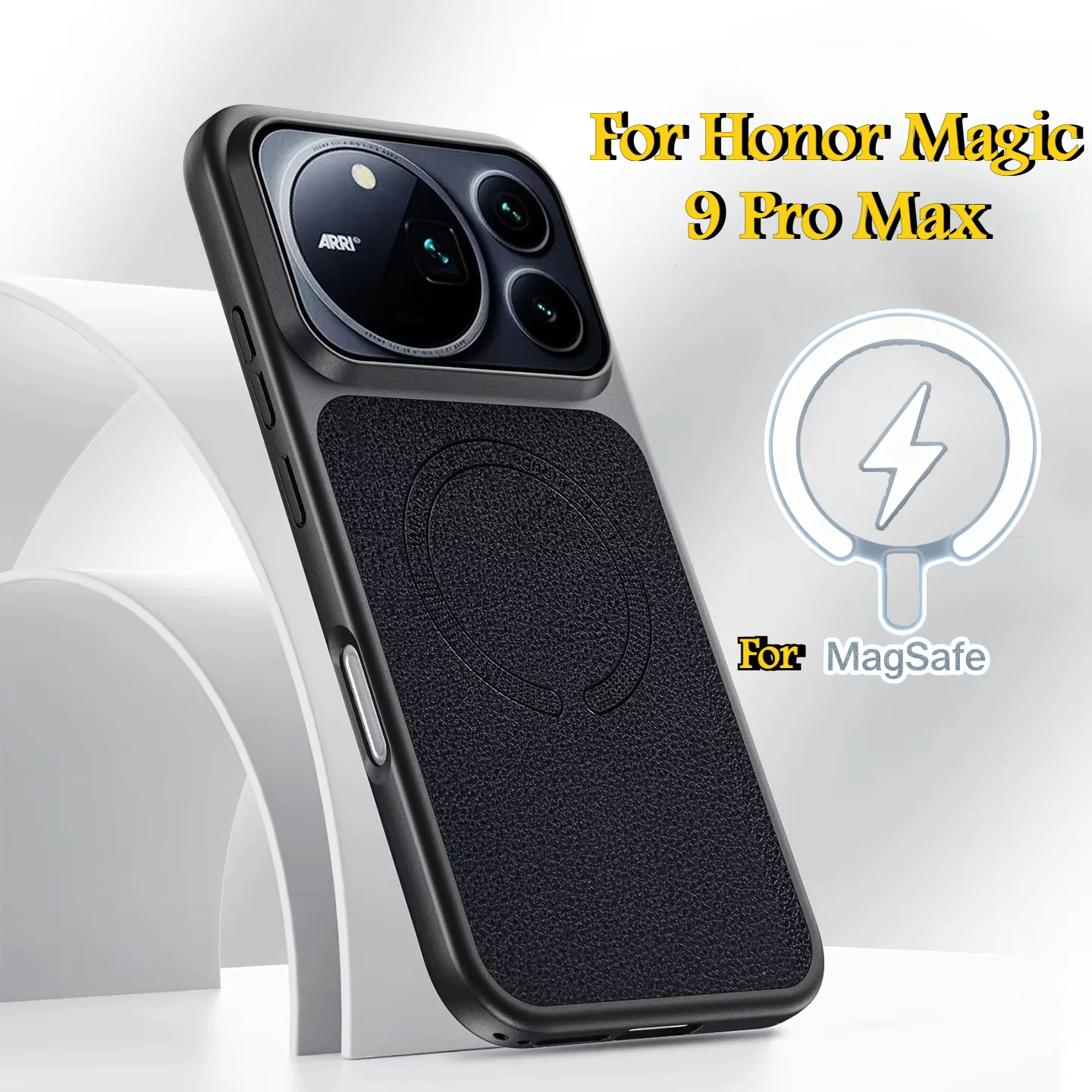 For Honor Magic 9 Pro Max 8 7 6 Lite Case for Magsafe Magnetic Stylish Litchi Texture Skin-Friendly TPU Leather Shockproof Cover