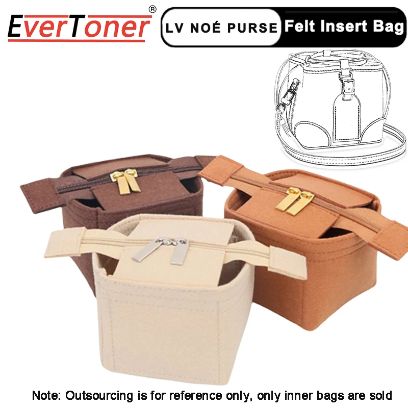 

EverToner Felt Insert Bag For LV Noe Purse Siomai Bag Inner Bag Organizer Makeup Handbag Organizer Travel Inner Cosmetic Bags