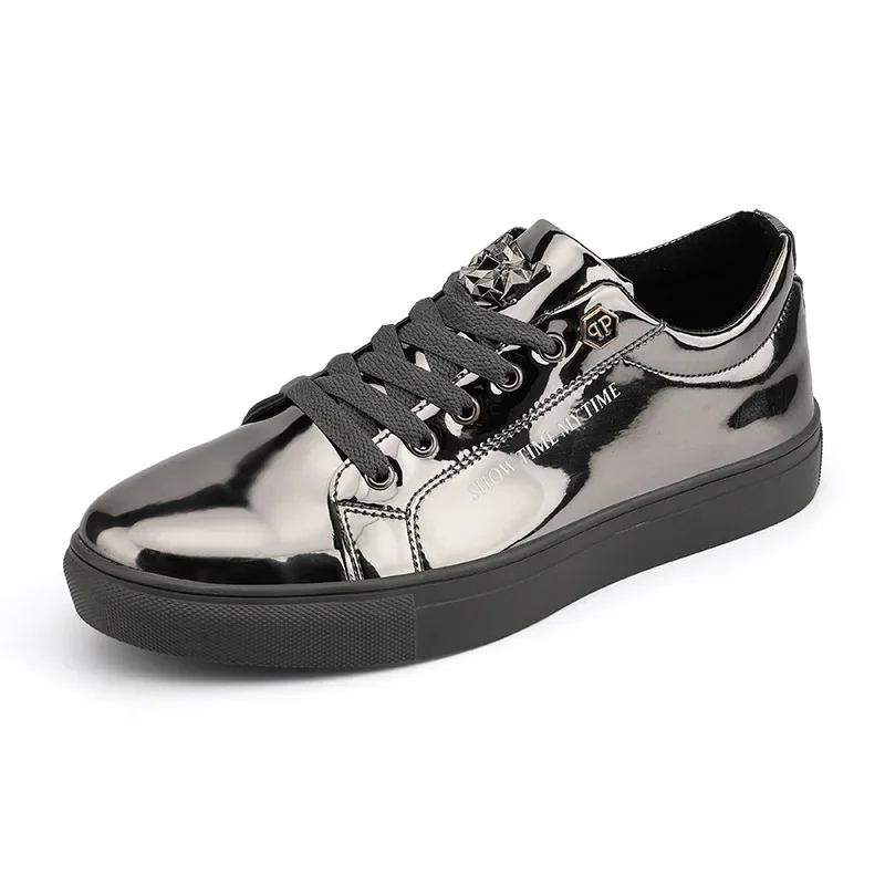 Men Casual Shoes Patent Leather Flats Loafers Tiger Skate Men Cool Driving Shoes Male Walking Shoes Sneakers Dress Footwears 47