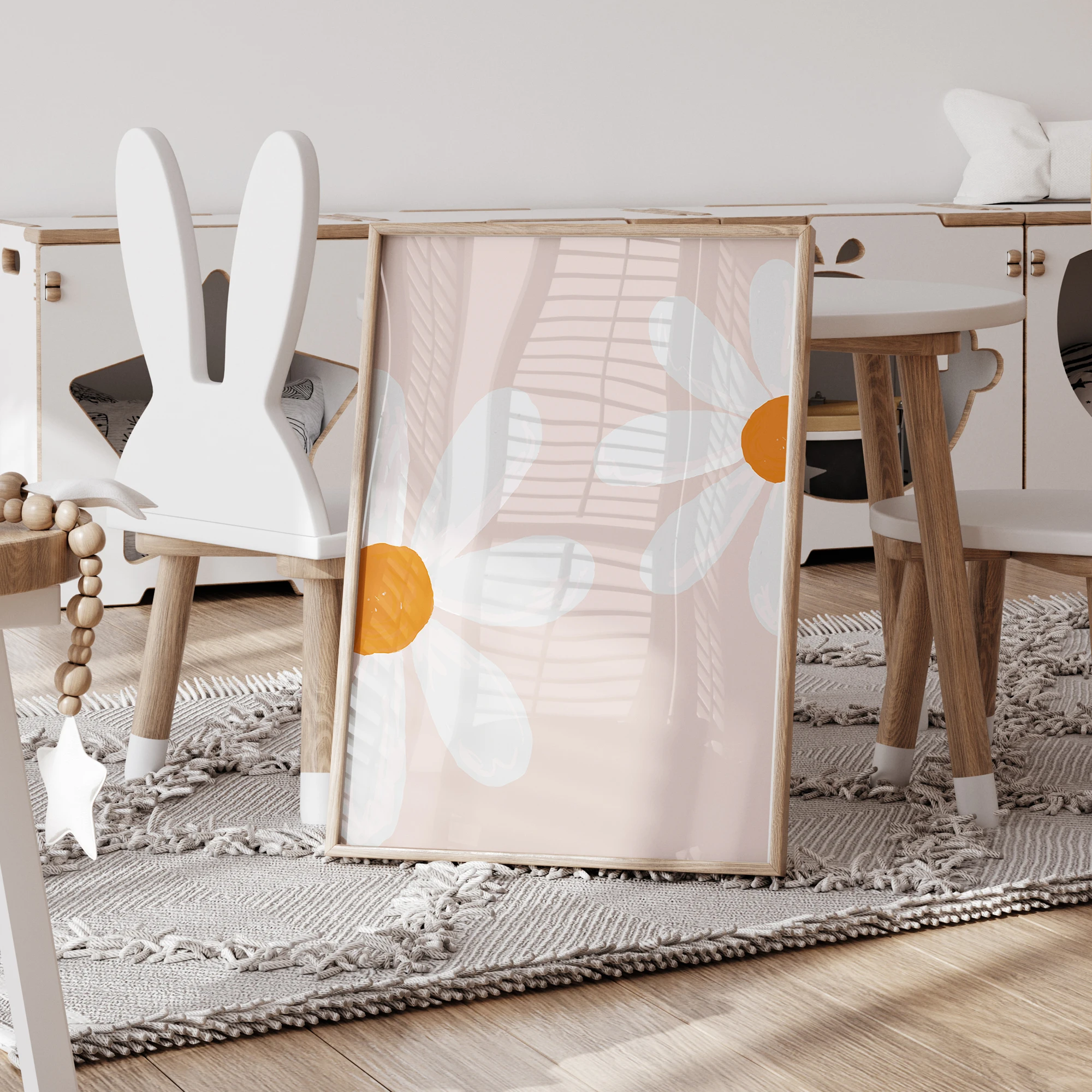 3pcs Personalized Custom Name Cartoon Daisy Wall Art Print Picture Canvas Poster Painting For Living Child Room Home Decor