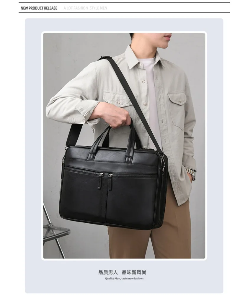 

Large capacity messenger portable a4 file bag multi-layer zipper for business 15.6 inch computer bag